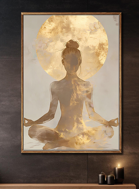普拉提瑜伽馆装饰画禅意壁画婵柔佛像宾馆东南亚民宿佛陀复古墙画
