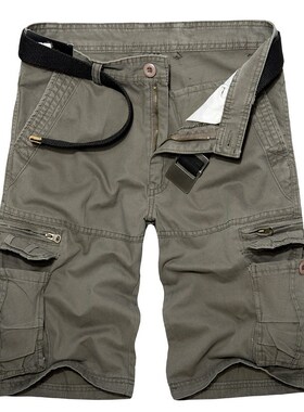 Men's Washed Cotton cargo shorts casual short pants for Male