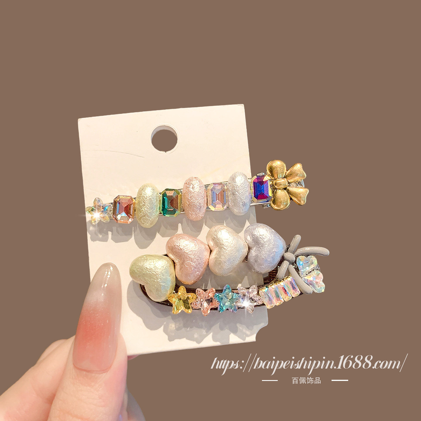 新款精致彩色水晶鸭嘴夹发卡一字夹满钻气质刘海夹发夹侧边夹子女,淘宝优惠券,粉丝福利购,淘宝优惠卷