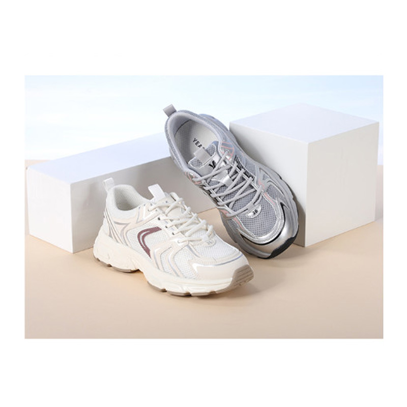 意尔康女鞋2025新款亮银厚底运动休闲网面百搭老爹鞋5281AD09422U - 图3