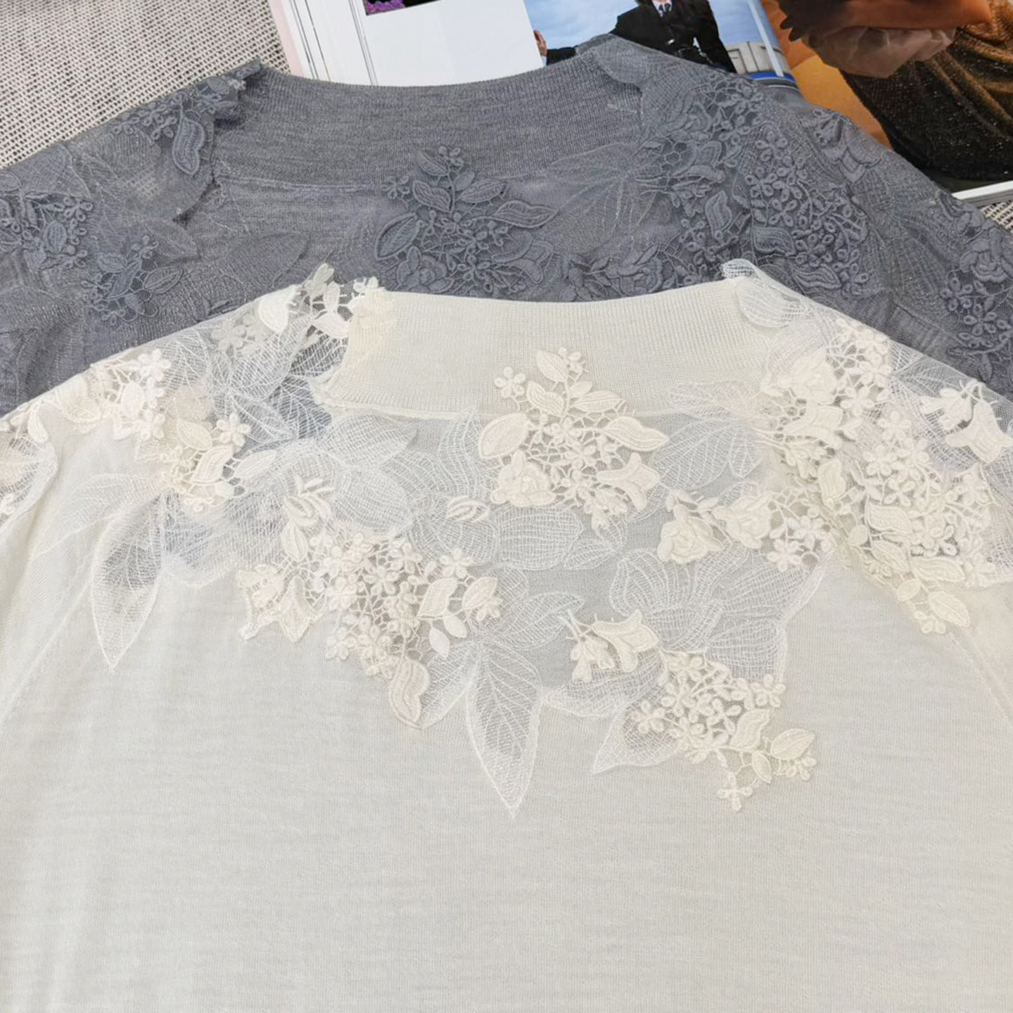 浮雕蕾丝蕾丝刺绣拼接毛衣女羊毛衫圆领长袖宽松遮肉显瘦针织上衣,淘宝优惠券,粉丝福利购,淘宝优惠卷