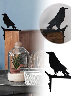 哥特式木质乌鸦门角装饰摆件