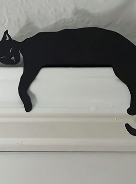 金属黑色趴猫铁艺门角装饰