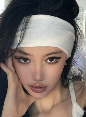 超级加宽白色发带~裸感宽版时髦运动风发带头巾女吸汗透气纯色