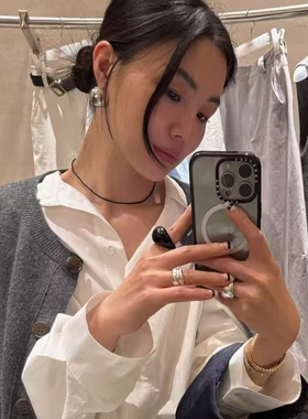 爱心米珠长项链叠戴黑珠颈链