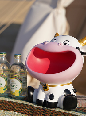 网红精品客厅卡通可爱奶牛摆件钥匙摆放台装饰创意家居饰品收纳盒