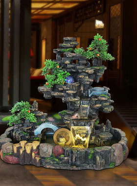 室内大型落地养鱼池礼品假山流水