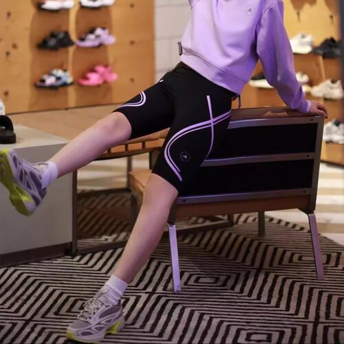 现货 adidas stella 速干骑行健身紧身运动裤打底裤五分裤中裤 - 图0