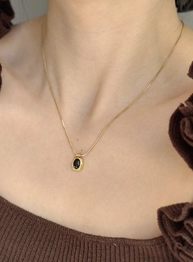 中古美拉德虎眼石钛钢金色毛衣链