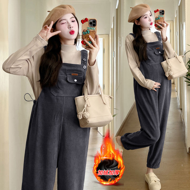 孕妇裤子春秋装连体裤欧棉绒秋冬款套装女宽松大码加厚孕妇背带裤,淘宝优惠券,粉丝福利购,淘宝优惠卷