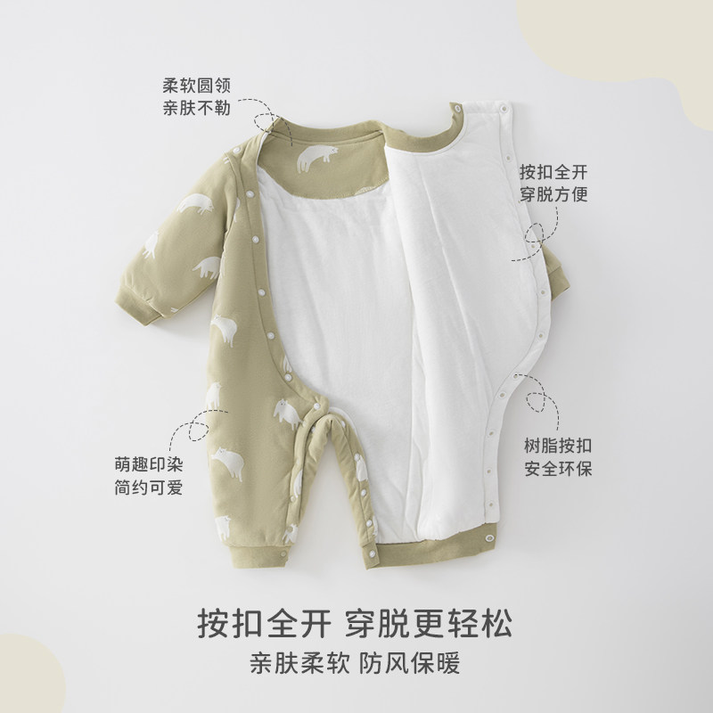 婴儿连体衣保暖秋冬季夹棉冬装新生儿衣服宝宝外出哈衣加厚秋冬款,淘宝优惠券,粉丝福利购,淘宝优惠卷