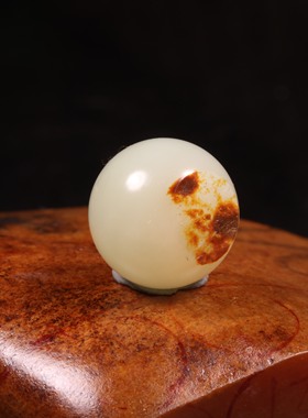 15mm红沁皮玉珠新疆和田玉籽料红皮散珠圆珠手串手链配饰锁骨珠