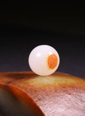 13mm白玉圆珠新疆和田玉籽料红皮珠子单珠老型珠手串配珠手链配饰