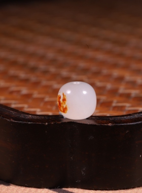 8mm红沁皮老型珠新疆和田玉籽料白玉红皮单珠散珠珠子手串配珠