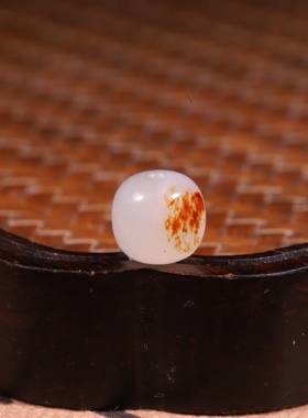 9mm老型珠天然新疆和田玉籽料白玉红皮单珠散珠珠子手串配珠配饰