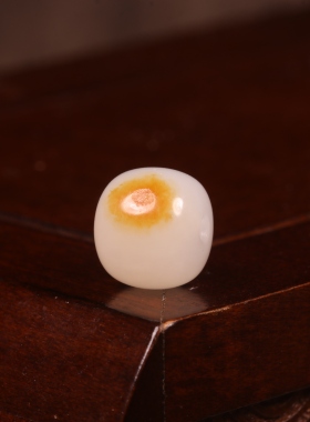 10mm洒金皮老型珠新疆和田玉白肉籽料珠子单珠籽玉散珠圆珠羊脂玉