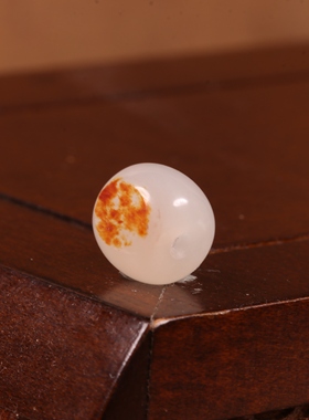 9mm老型珠正宗新疆和田玉红皮籽料红单珠散珠多宝手链配珠珠子