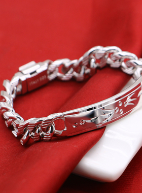 925纯银意大利白金霸气手链男款