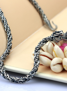 霸气风龙头纯银复古项链送男友