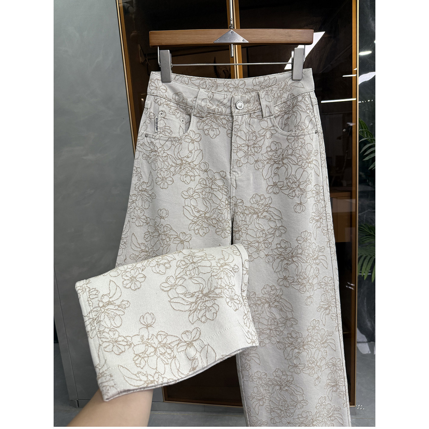 高个子收！厂里疯狂推荐！重工提花高腰牛仔阔腿裤女  R88025~ME,淘宝优惠券,粉丝福利购,淘宝优惠卷