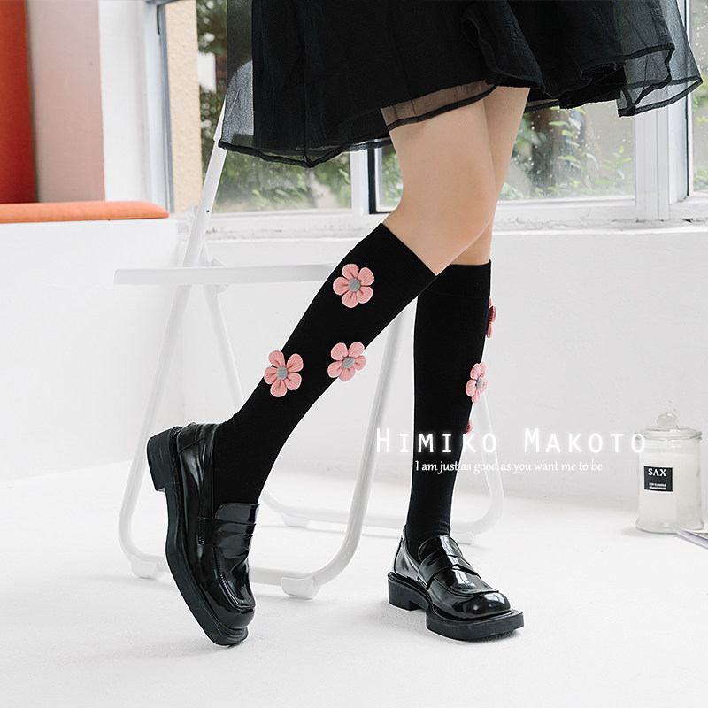 ins风大蝴蝶结纯棉小腿袜小花亮片及膝袜韩版高筒袜子女JK洛丽塔,淘宝优惠券,粉丝福利购,淘宝优惠卷