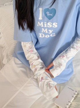 春夏薄冰丝抽绳防掉防晒袖套女