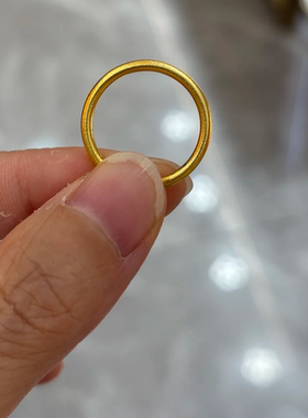 金包银古法素圈戒指情侣对戒