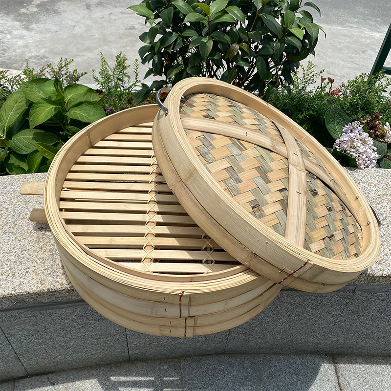 大号竹蒸笼纯手工竹制商用笼屉大铁锅加高加深家用馒头蒸锅竹笼屉_虎窝淘