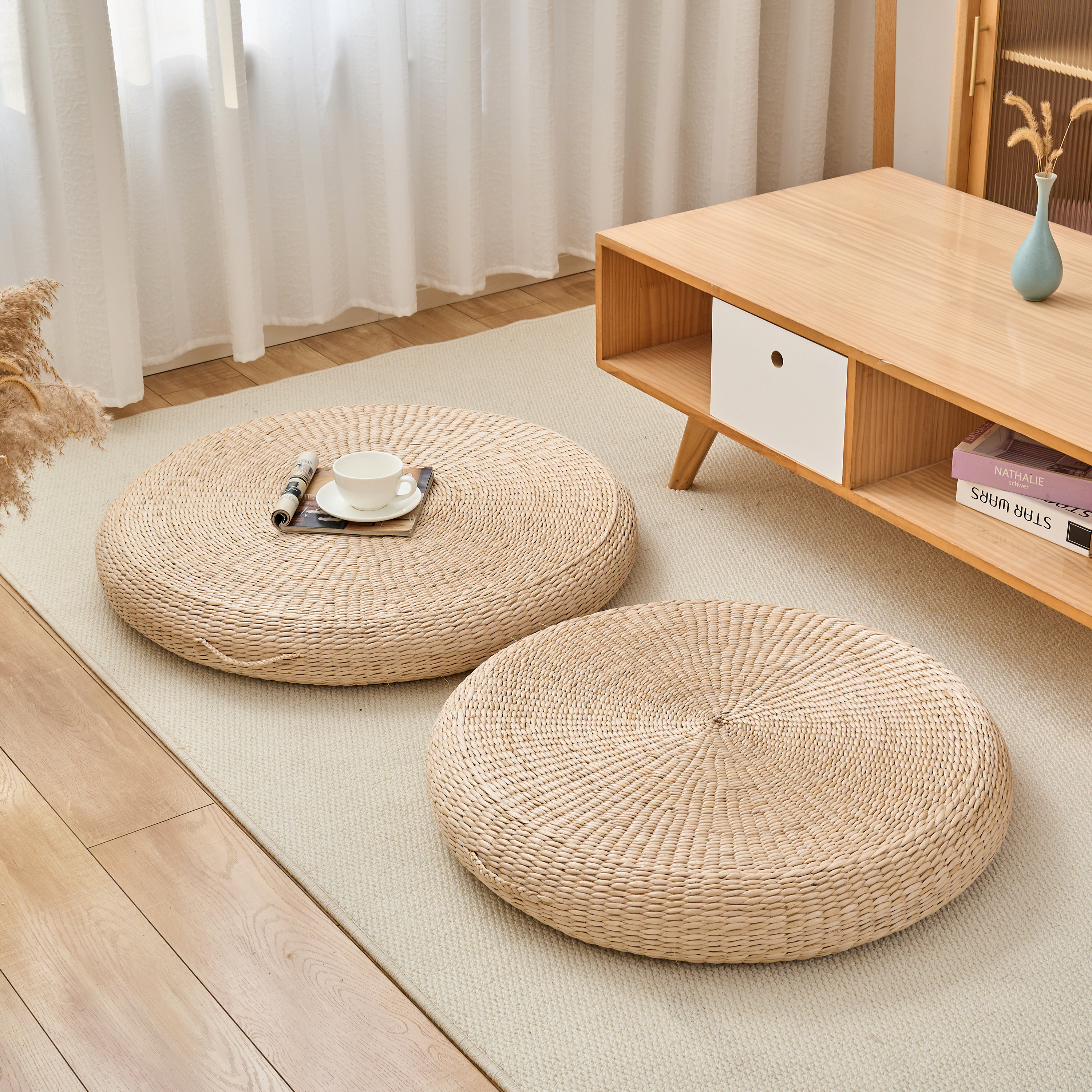 客厅大草蒲团坐垫地上坐墩榻榻米打坐禅修专用垫懒人跪拜蒲草家用