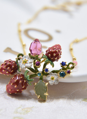 手工珐琅 凡尔赛草莓 花朵 戒指 手镯 项链