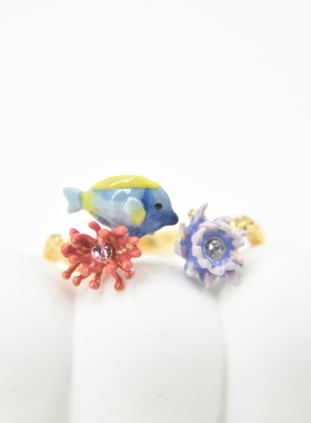 手工珐琅海底两万里小海鱼戒指