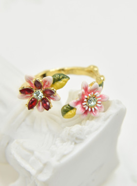 珐琅手工珐琅百香花与西潘莲戒指
