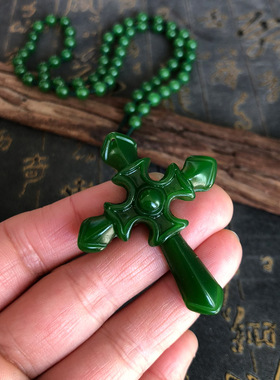 十字架钥匙链男女玉石项链情侣吊坠十字架挂件