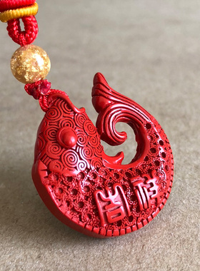 复古鱼跃龙门学生事业吊坠红朱砂吉祥如意古风挂坠鲤鱼添贵项链