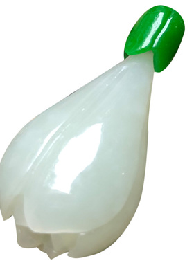 天然和田玉玉兰花吊坠男女款白玉花朵项链送证书