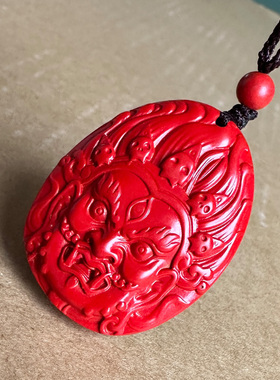 高含量朱砂黄财神吊坠 男女随身大黑天藏教天师钟馗挂件项链