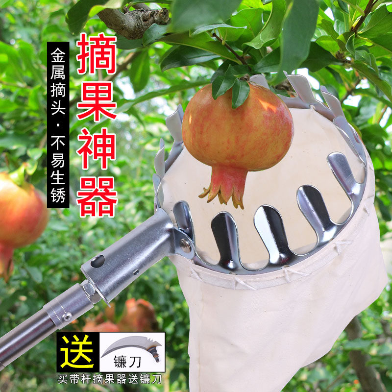 多功能摘果器不锈钢摘果杆高空采摘神器摘枇杷荔枝芒果枣家用工具_虎窝淘
