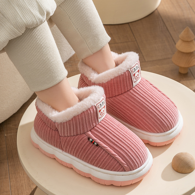 冬季儿童棉拖鞋室内包跟居家用防滑男童女童大童保暖亲子外穿可爱 - 图1