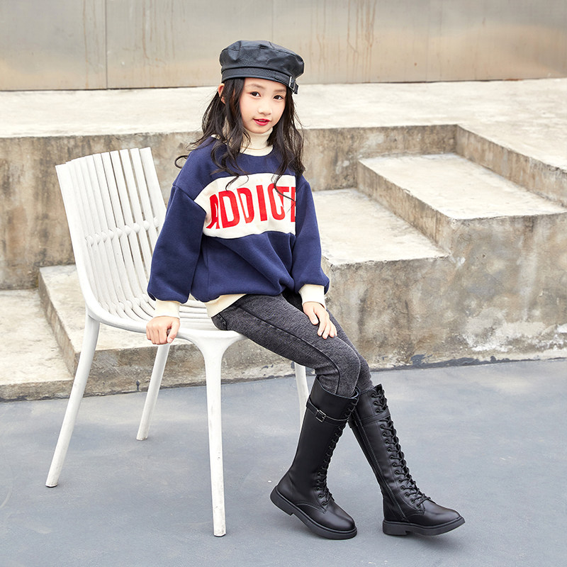 女童鞋儿童长靴2022新款冬季长筒高筒靴公主单靴女孩加绒春秋靴子