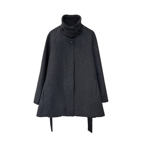 【FP人生大衣】韩国东大门FP复古立领绑带中长羊毛毛呢大衣外套 - 图3