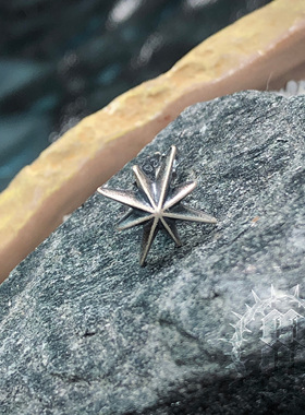 复古简约北极星纯银耳钉