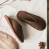 Dép bà ngoại Baotou retro Sen da phẳng da bò mềm gân nửa lười nửa dép sang trọng mang dép nữ - Dép dép nữ đẹp Dép