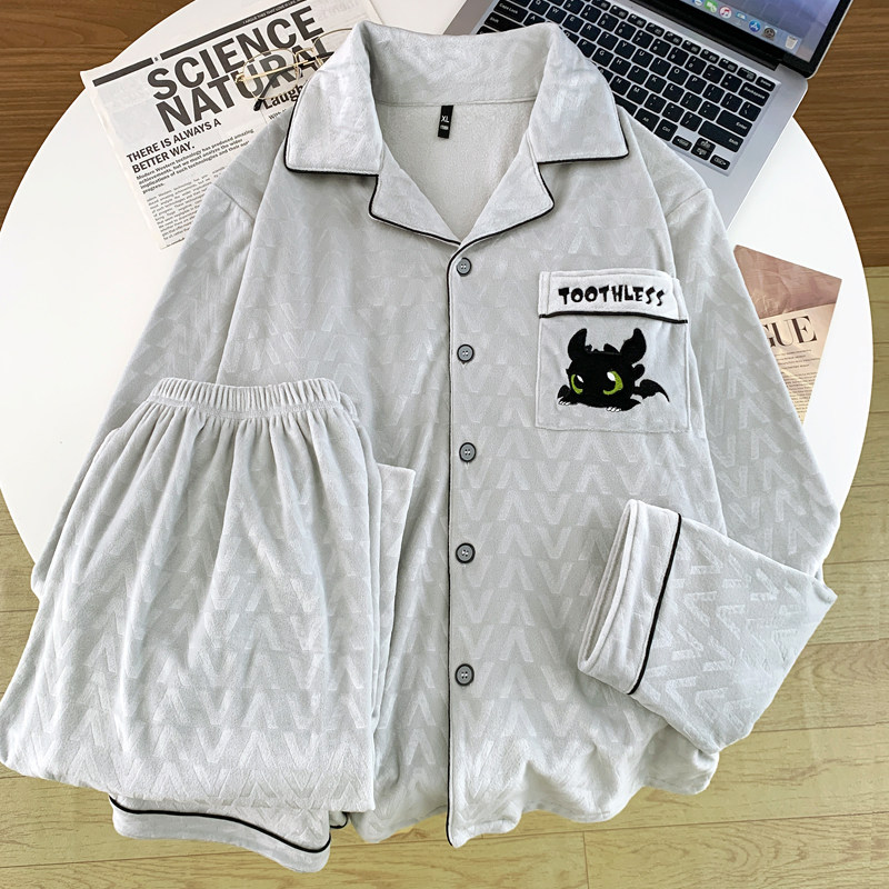 海岛绒睡衣男士秋冬季长袖青少年加大码保暖冬天卡通家居服套装,淘宝优惠券,粉丝福利购,淘宝优惠卷