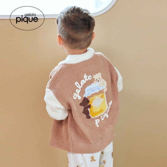 gelato pique25秋冬新品儿童睡衣半边绒蜂蜜小熊开衫PKNT254439