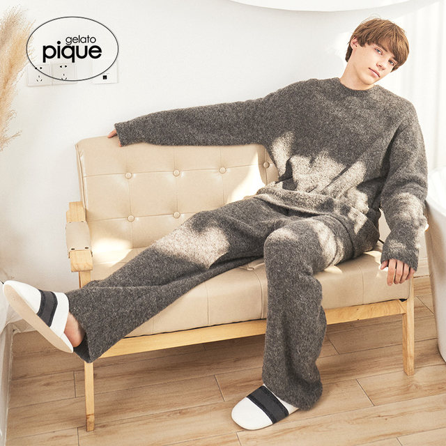 gelato pique autumn and winter half velvet trousers men's trousers color solid warm and soft home pajamas PMNP204903