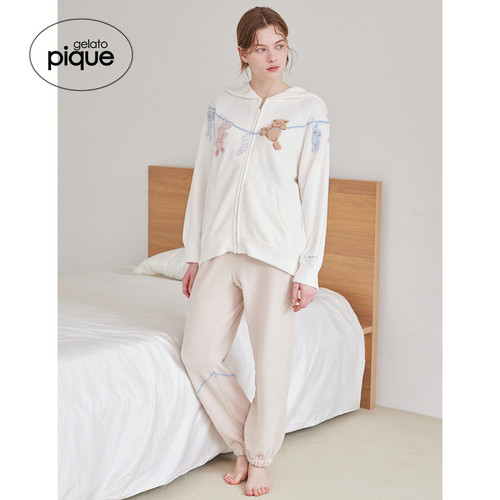 gelato pique26春夏新品女睡衣半边绒洗涤动物连帽开衫PWNT261118 - 图3