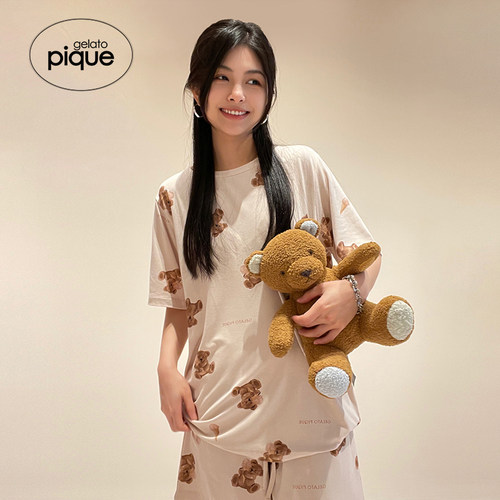 gelato pique春女睡衣冰淇淋小熊短袖T恤家居服PWCT221206 - 图2