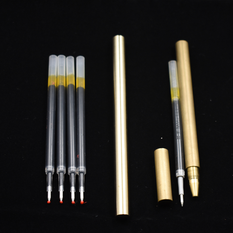 创意黄铜笔纯铜手工签字笔商务男士办公中性笔学生用可换笔芯 - 图0