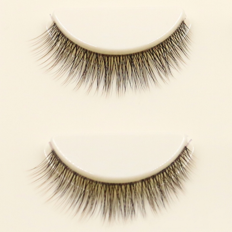 涵贝尔棕色手工柔软短款假睫毛素颜自然裸妆黑梗眼睫毛3对送胶水 - 图2