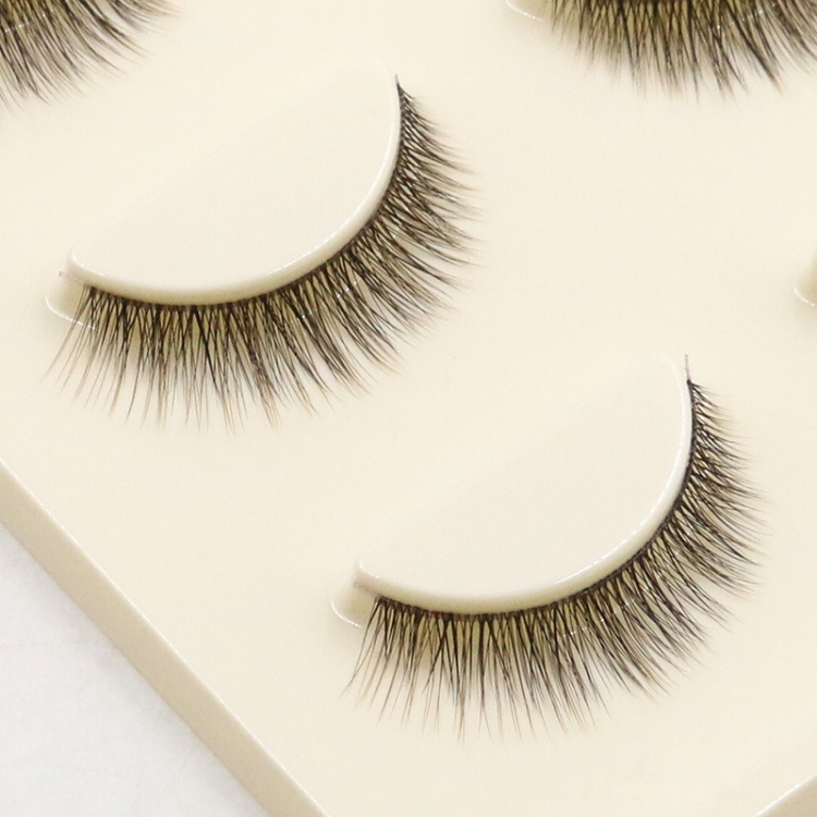 涵贝尔棕色手工柔软短款假睫毛素颜自然裸妆黑梗眼睫毛3对送胶水 - 图1